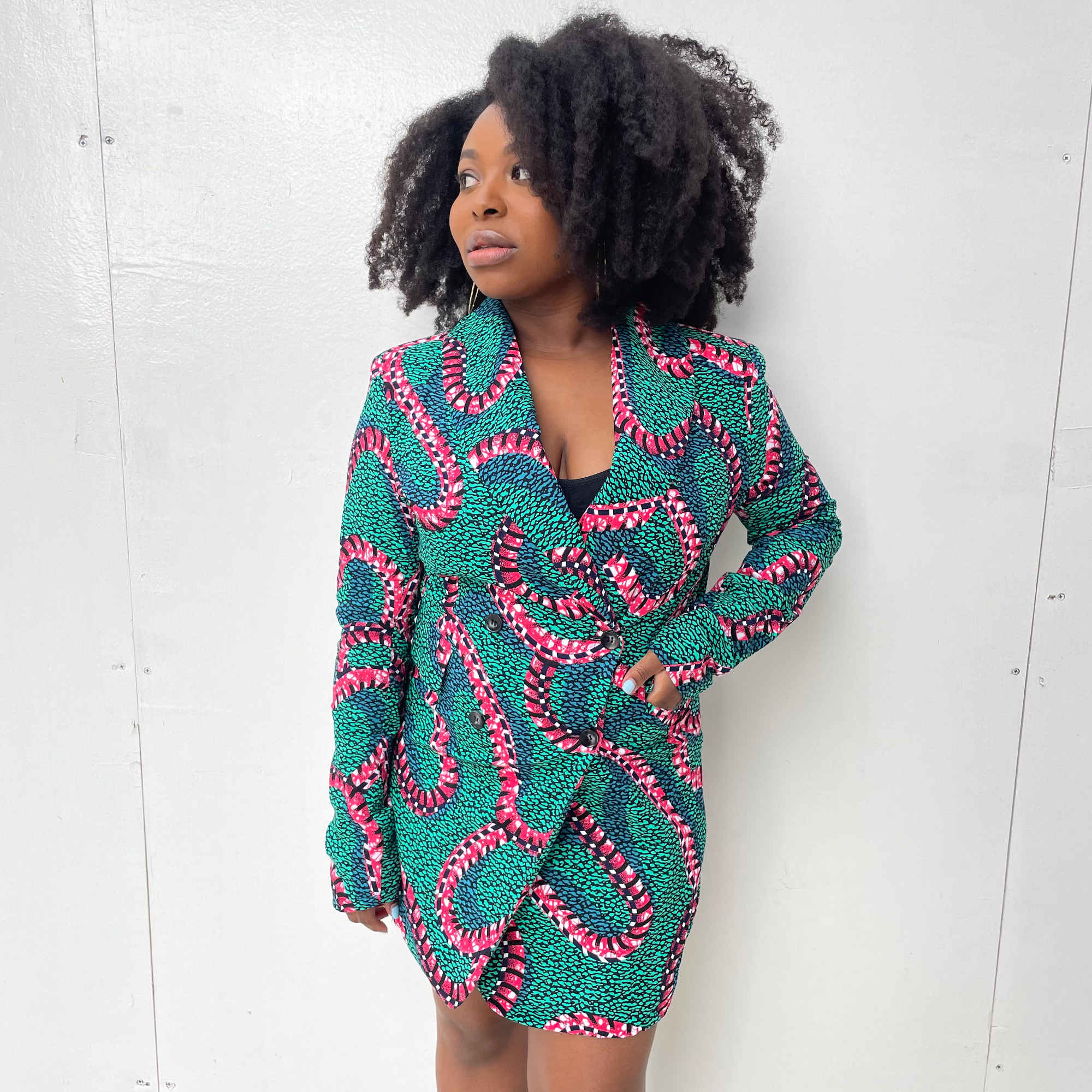 Ochi Blazer Dress in Emerald Green