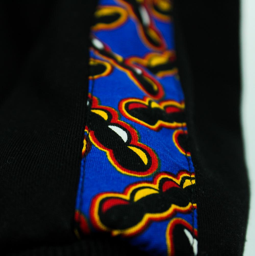 Joggers in Black with African Print Side Panel