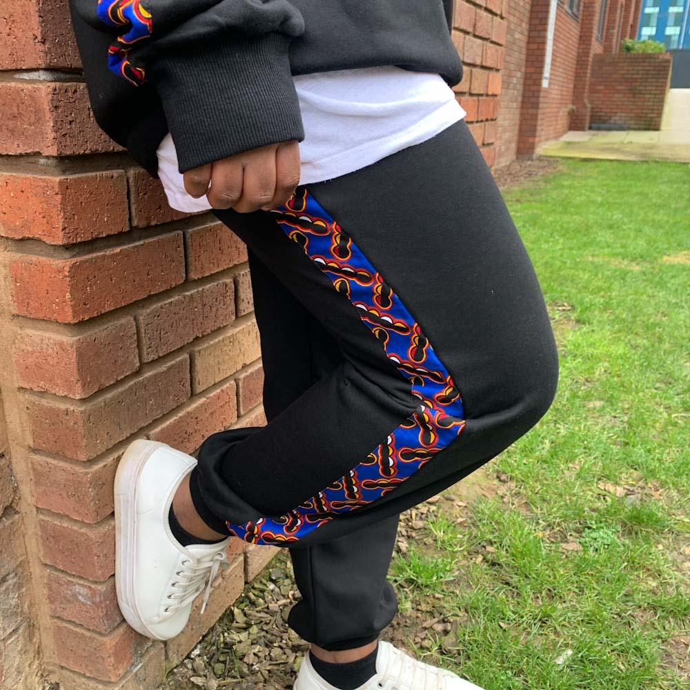 African print jogger bottoms detail