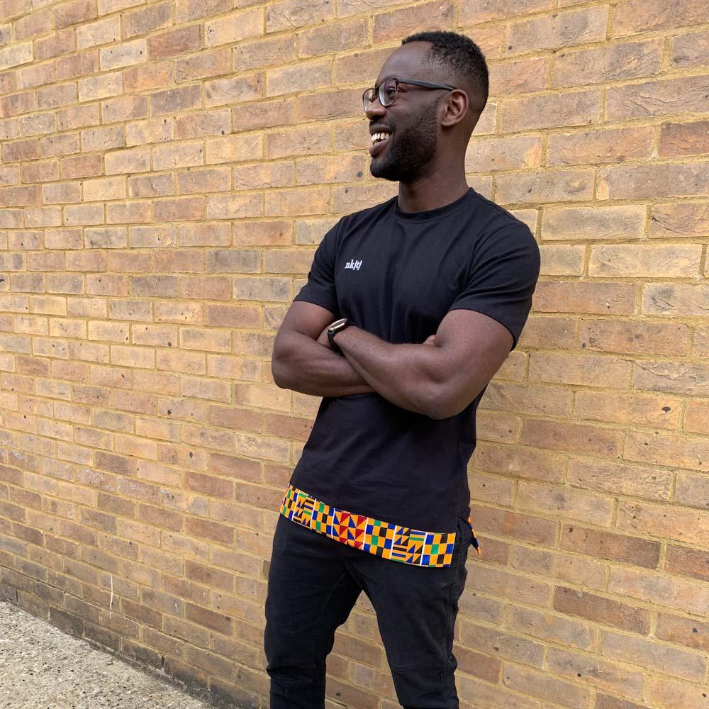 Athletic men's kente print longline hem t-shirt