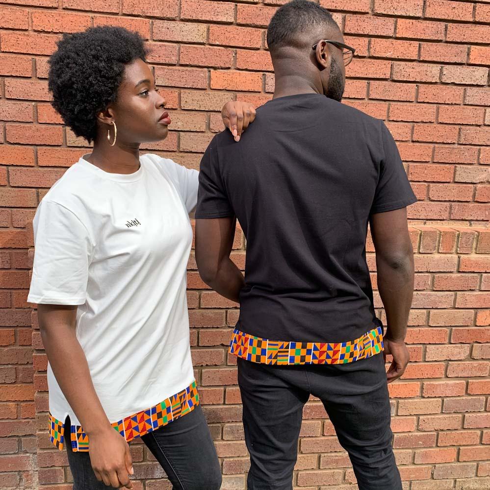 Unisex t-shirt with kente print hem