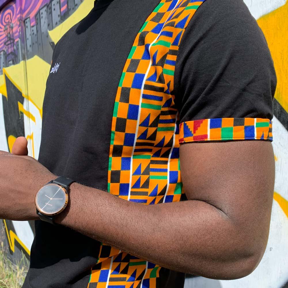Kente print t-shirt muscle detail