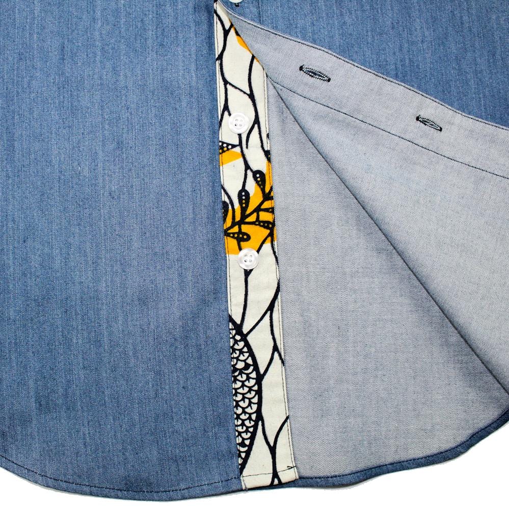 Denim Shirt African Print Lining