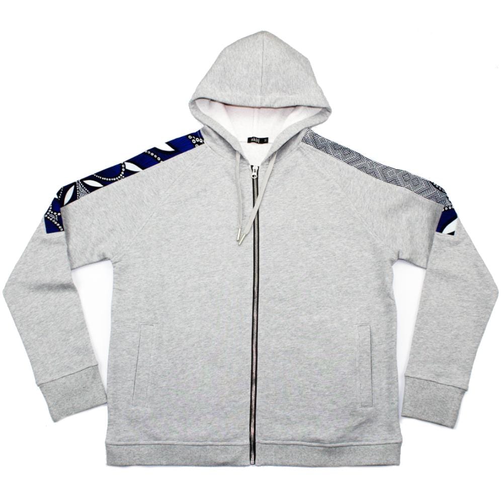 Grey African Print Hoodie Flat lay