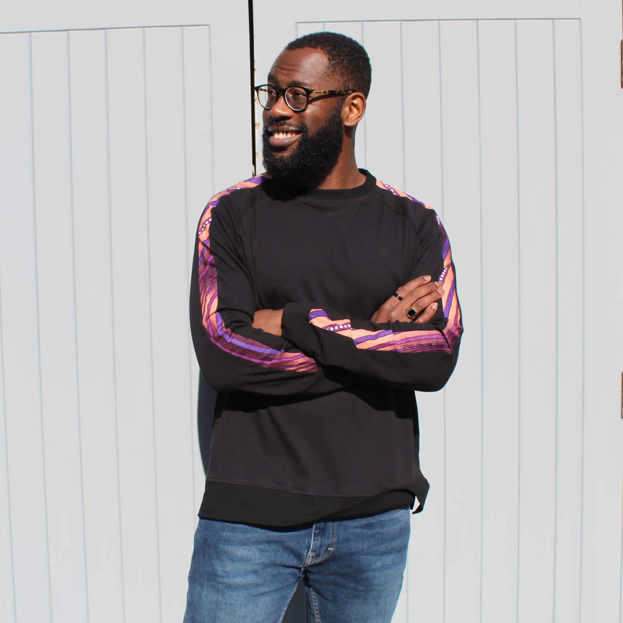 African print jumper limited edition with denim jeans