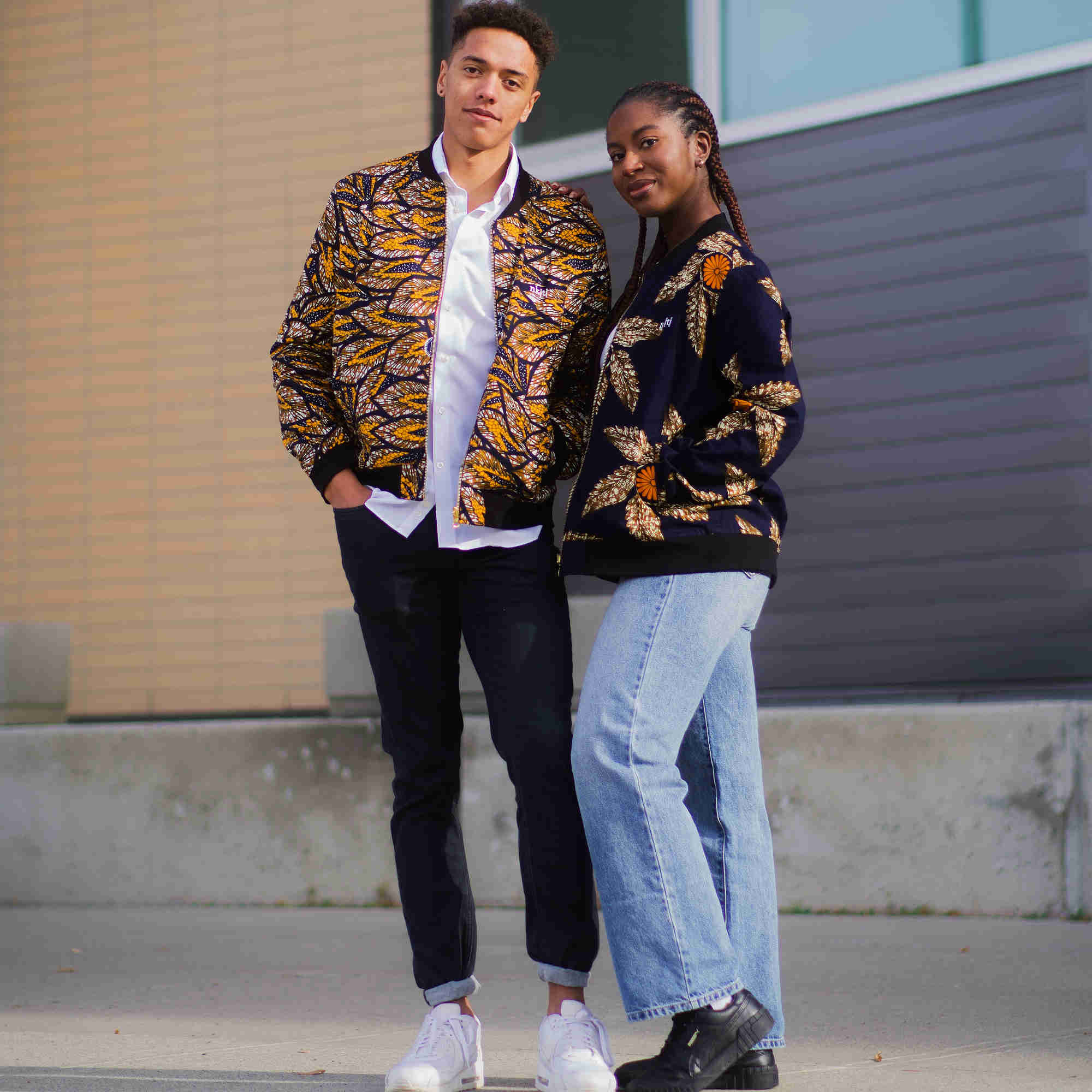 African print unisex reversible bomber jacket