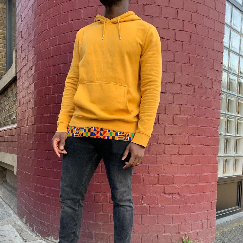 Urban setting kente print t-shirt with layered hoodie