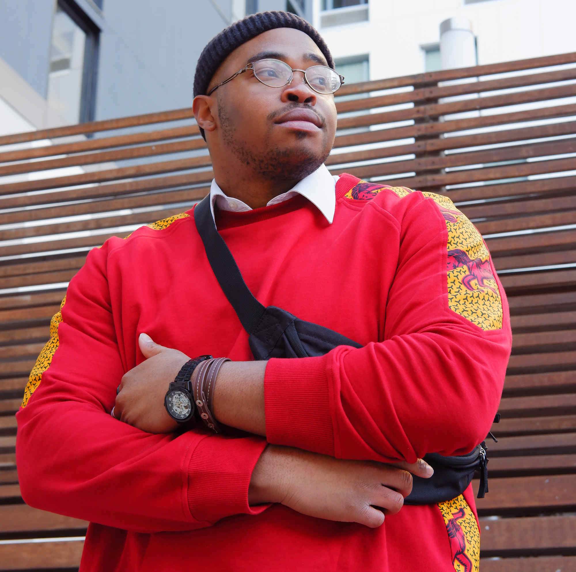 African Print Oversize Jumper Lifestyle Shot