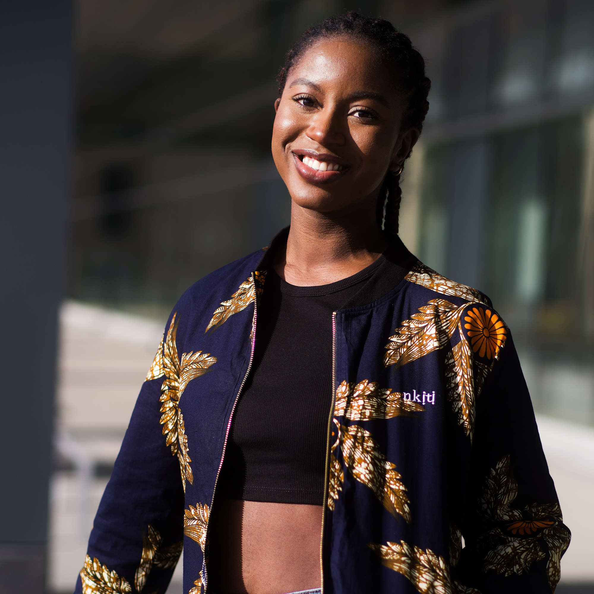Women's Oyi Reversible Bomber Jacket - Navy Blue and Gold