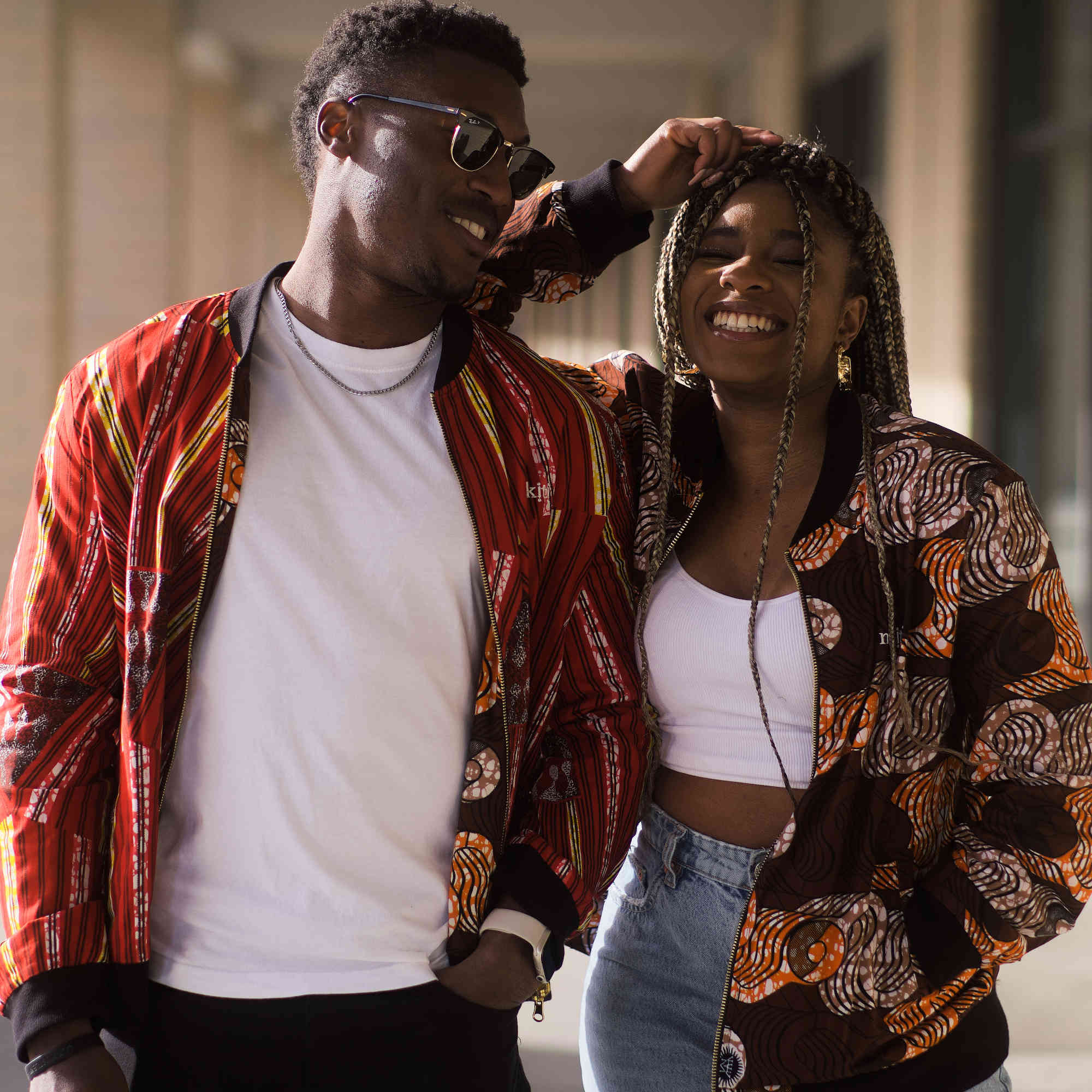Unisex African Print Reversible Bomber Jacket