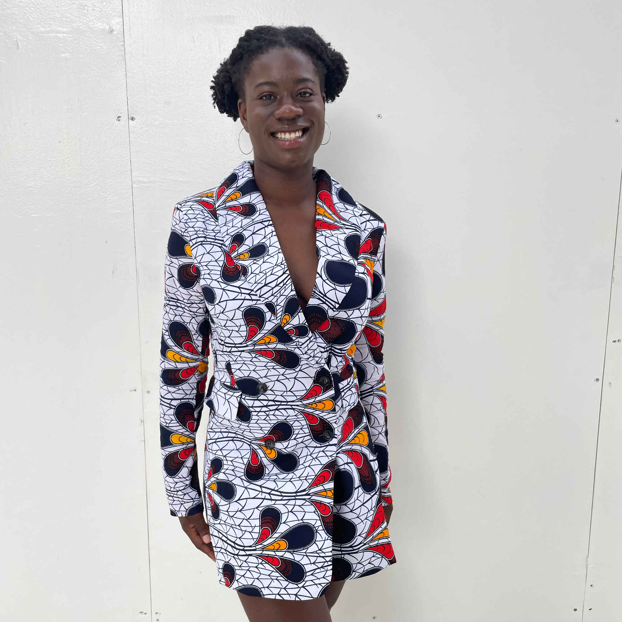 White African Print Blazer Dress