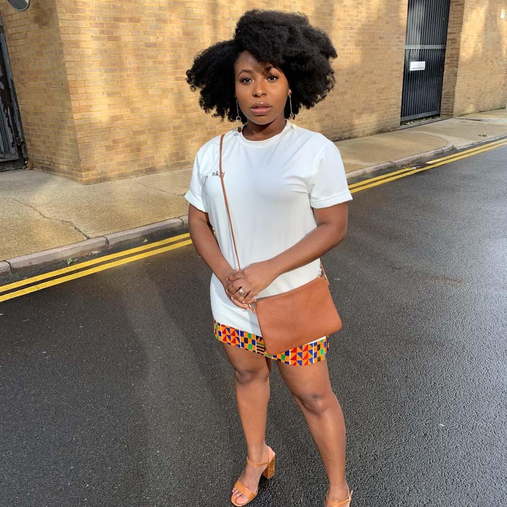 women's white african kente print shirt-dress
