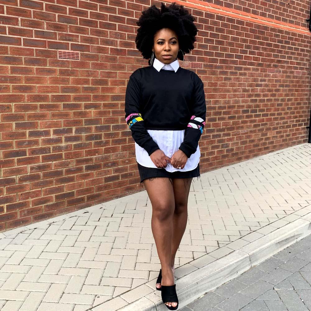 crop jumper african print preppy look