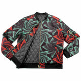 African print padded jacket teal red