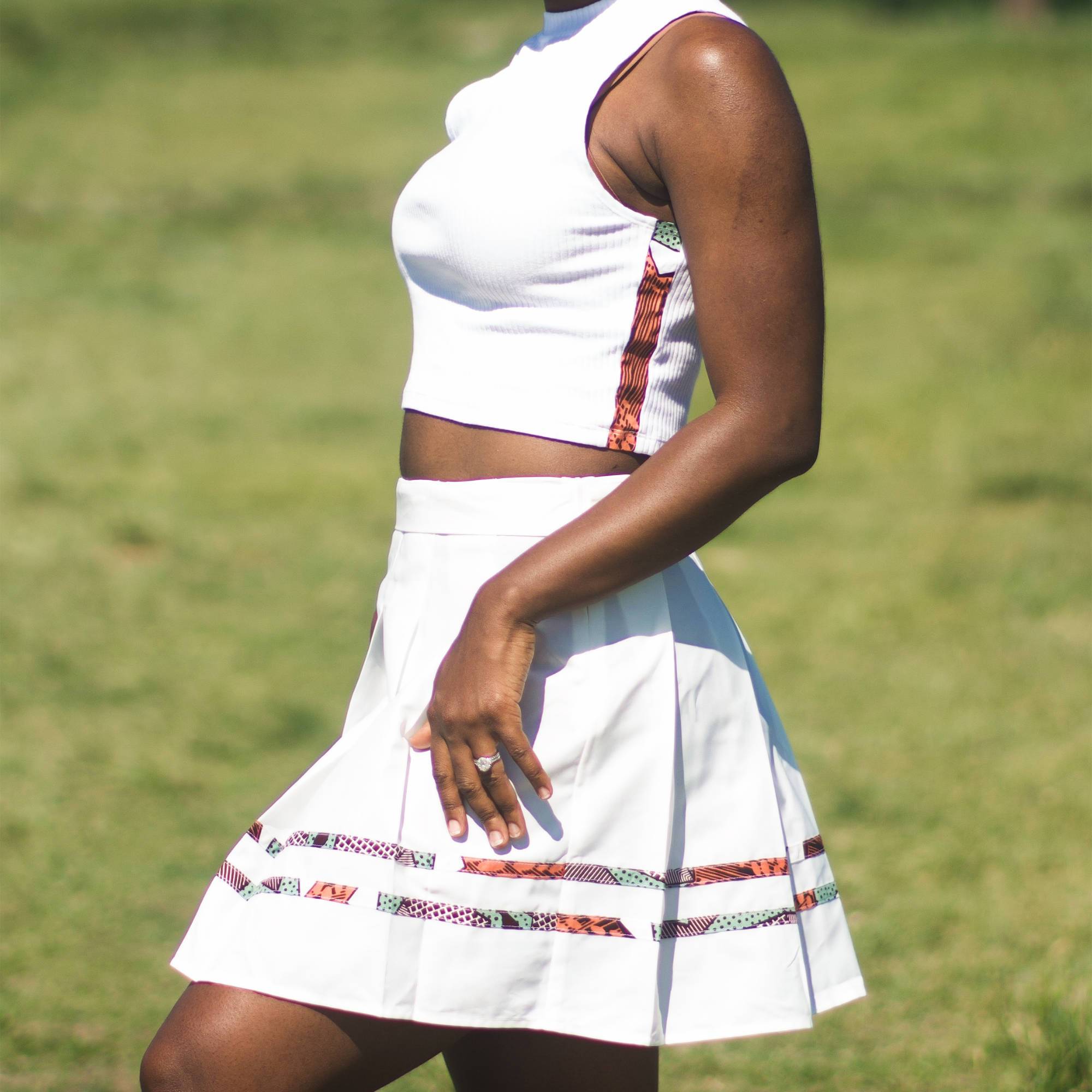 Abuo African Print High Waist Pleated Skirt