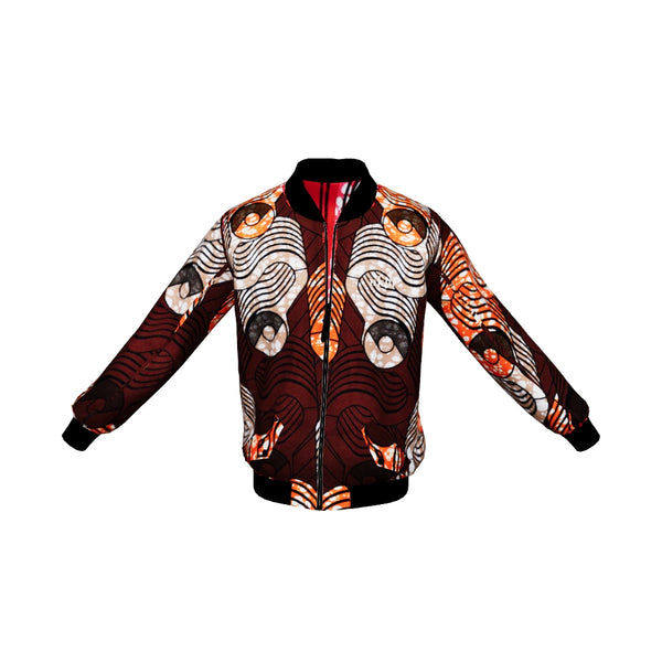 Brown Red African Print Bomber Jacket 3D Model