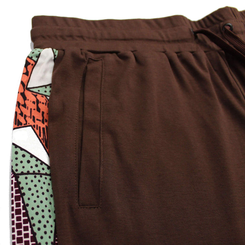 African Print Summer Shorts in Chocolate Brown