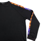 African print jumper with purple and orange Ankara fabric detail