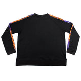 African print jumper with purple and orange Ankara fabric