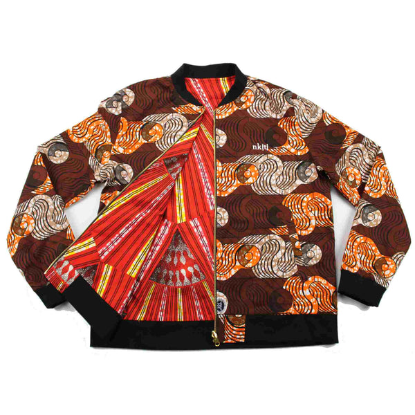 Reversible Bomber Jacket Brown and Red
