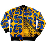 Yellow Blue African Print Bomber Floral