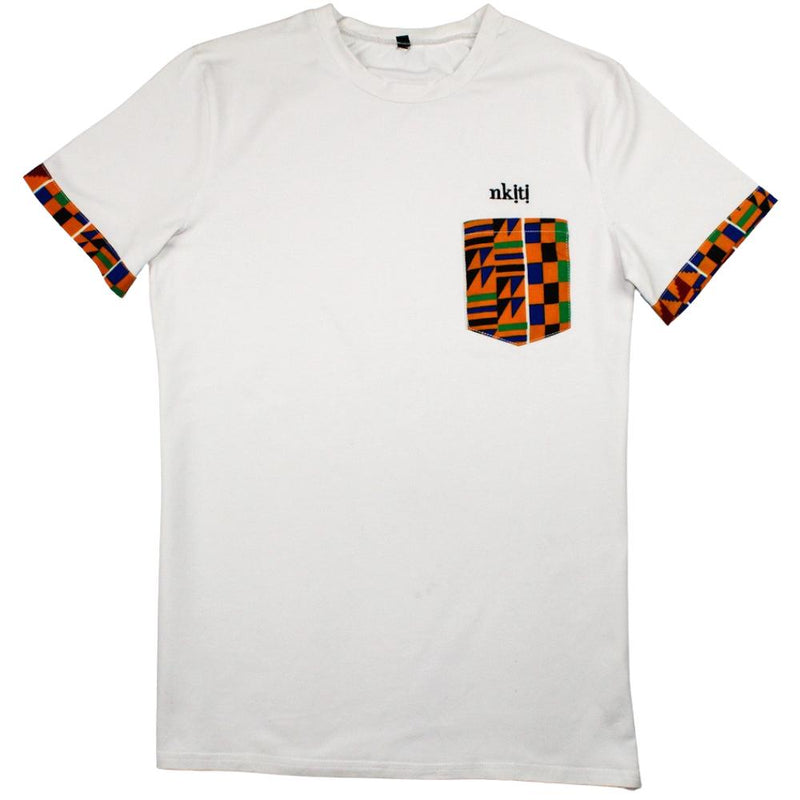 T-shirt with kente pocket in white