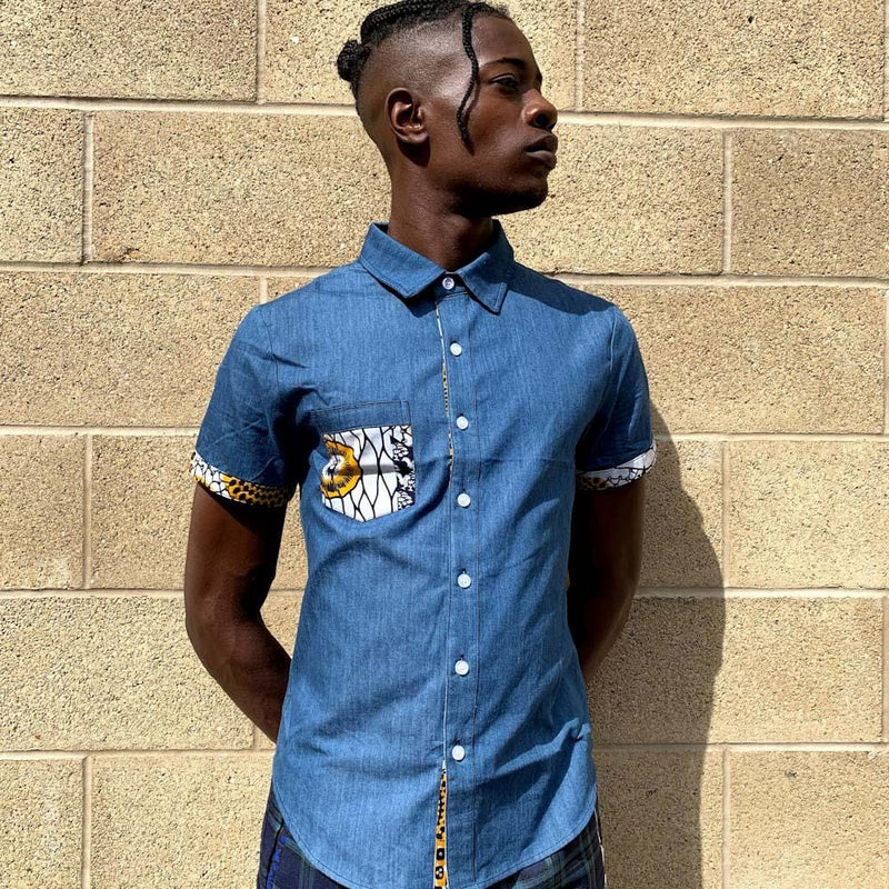 Denim shirt African print