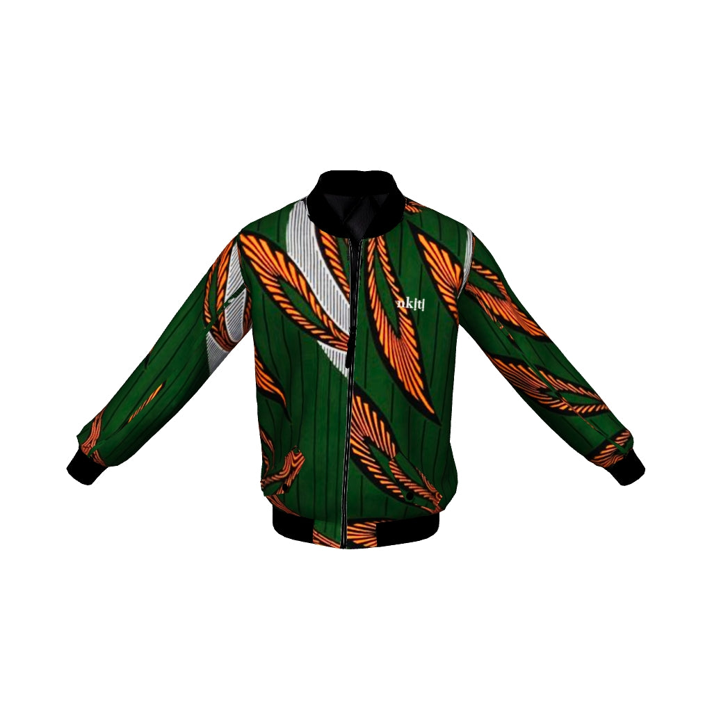 Olive Green African print bomber jacket 3D model